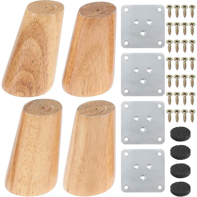 Patas de madera para muebles de 8 cm, 4 patas de madera maciza cónica para sofá, patas de madera para muebles, patas oblicuas para mesa de sofá