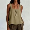 thumbnail image 5 of HappyYEE Women’s Sleeveless Tank Top Wide Strap Square Collar Camisole Side Tie Summer Casual Lightweight Tanks Khaki 3XL, 5 of 8