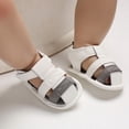 thumbnail image 3 of Newborn Baby Boy Soft Sole White Crib Shoes Toddler Summer Sandals Size 0-18 M, 3 of 4