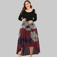 thumbnail image 1 of LSLJS Plus Size Women Sexy Round Neck Off Shoulder Floral Printed Strapless Gradient Splicing Long Sleeve Pullover Irregular Hem, Cocktail Dresses for Women Evening Party, 1 of 4