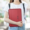 thumbnail image 4 of Laptop Sleeve Case Laptop Three in one Bracket Inner Bushing with Stand Function compatible 11-12inch with All laptops and Tablets Innovative Materials Soft PU Leather(Red), 4 of 6