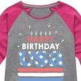 thumbnail image 3 of Instant Message - Happy Birthday USA - Celebratory Cake - Toddler & Youth Girls Raglan Graphic T-Shirt, 3 of 6