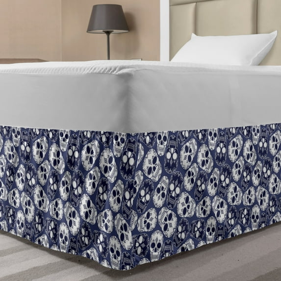 Ambesonne Multi-color Motif Wrap Around and Gathered Microfiber Bed Skirt, Twin