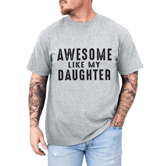 LIIPEE Mens T-Shirts Father's Day Gifts Summer Casual Letter Printed Crew Neck Set-In Short Sleeve Pullover Male Regular Comfortable Breathable Fashion Daily Versatile Funny Tee Tops For Dad,L