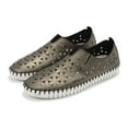 thumbnail image 2 of Eric Michael Women's Inez Leather Slip-On Flat Comfort Shoes, Pewter Metallic,6 M US, 2 of 7