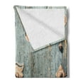 thumbnail image 2 of Rustic Soft Flannel Fleece Throw Blanket, European with Rusty Old Door Knocker Gothic Medieval Times Spanish Style, Cozy Plush for Indoor and Outdoor Use, 60" x 80", Turquoise, by Ambesonne, 2 of 5