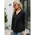 thumbnail image 4 of LOMON Womens V Neck Polo Shirts Short/Long Sleeve Collared Tops Loose Casual Tunic Blouses with Pocket, 4 of 7