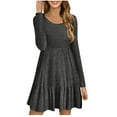 thumbnail image 1 of AherBiu Robe Pull pour Femmes Manches Longues à Volants Côtelés Robe Tunique à Porter avec des Leggings, 1 of 6