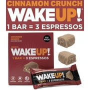 WAKE UP! Caffeinated Cinnamon Crunch Protein Bar - Gluten Free, 250mg Caffeine, Kosher Ingredients, Rice Crisps, Energy Power Bar To Boost Clarity and Brain Focus (1 Bar = 3 Espressos)