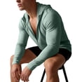 thumbnail image 6 of Mifsaly Mens Full Zip Workout Hoodies Long Sleeve Athletic Running Jackets Lightweight Quick Dry Performance Activewear Breathable Gym Training Track tops Green,XXL, 6 of 6
