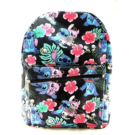 Lilo and Stitch Allover Black 16 Girls Large School Backpack