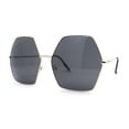 thumbnail image 2 of SA106 Retro Oversized Octagon Groove Hippie Sunglasses Gold Black, 2 of 4