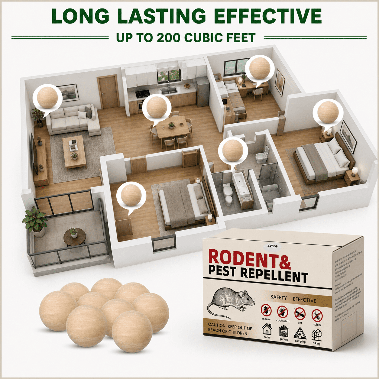 RodentRepellent 36 Balls, Peppermint Oil MouseRepellent Indoor & Outdoor Use, Natural Moth Balls forRodent MiceRepellent for Home, Garage, Car, RV & Garden