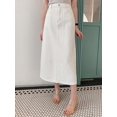 thumbnail image 4 of White Denim Straight Midi Skirt With Side Slit Pocket Casual, 4 of 21