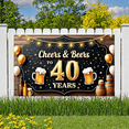 thumbnail image 6 of Yatrandify Retro Design Happy Birthday Banner Gold Accents 40th Birthday Cheers Beers Celebration for Adult Party Funny Events, 6 of 7