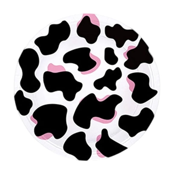 Qholemyo 7-Inch 9-Inch 16Pcs Cow Themed Disposable Plates Set Party Plates Set Farm Animals Birthday Party Supplies