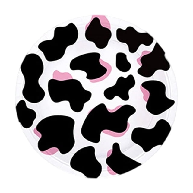 Holiday Dessert Plates Disposable Cow Themed Party Set 16Pcs 7In & 9In, Farm Animals Print Birthday Tableware for Celebration