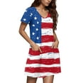 thumbnail image 3 of Womens Dress Shirt, American Flag Casual T Shirt Dress With Pockets 4Th Of July V Neck Short Sleeve Boho Sundress Dinner For Women 2025 Baby Blue Dress Casual Dresses Maxi (M, Red) ZMTing, 3 of 4