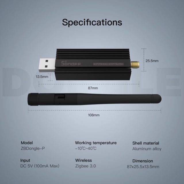 SONOFF ZB Dongle -E/P USB Dongle Plus Zigbee 3.0 Wireless Zigbee Gateway Analyzer ZHA Zigbee2MQTT USB Stick Capture con antena Tan Jianjun unisex