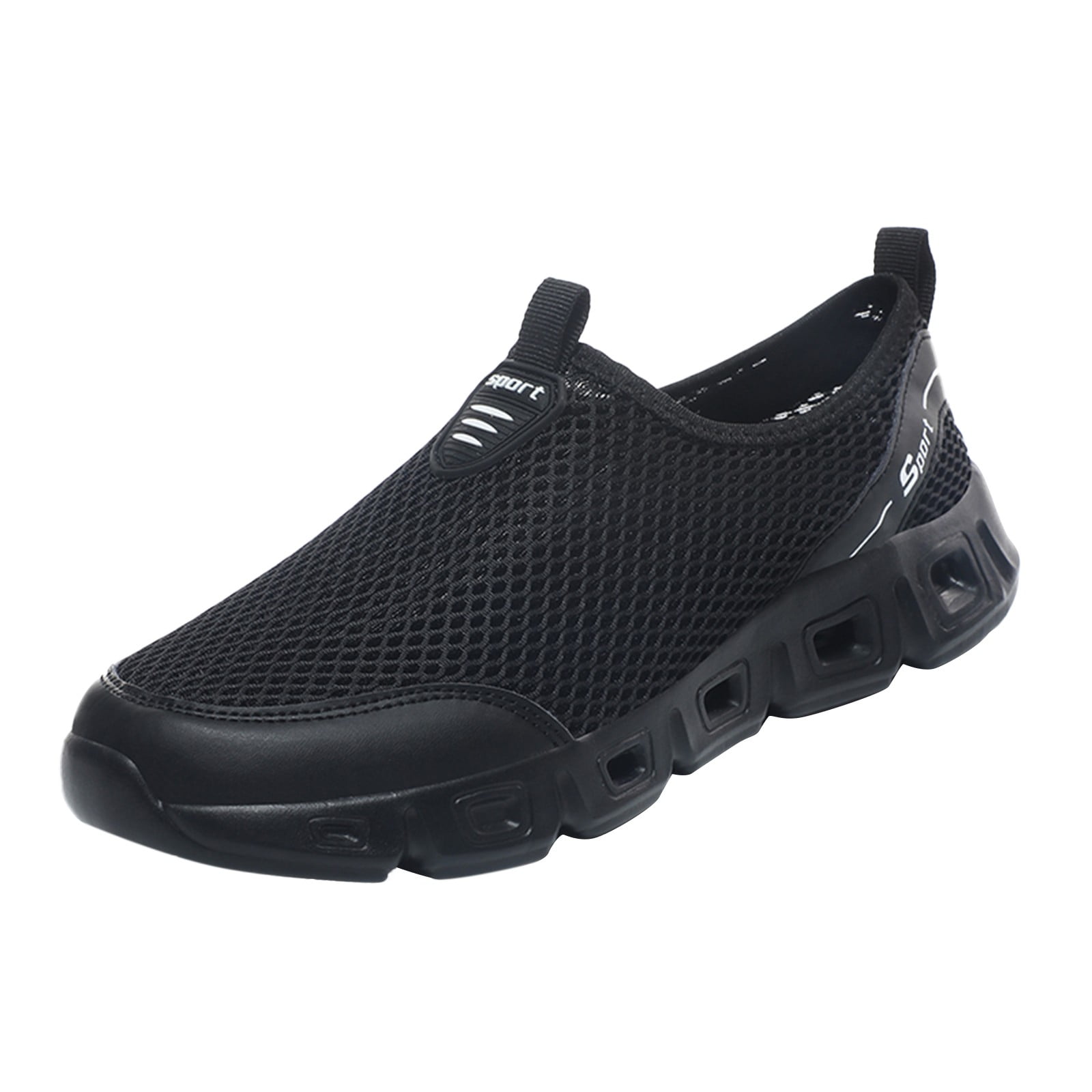 TOWED22 Mens Non Slip Shoes Walking Jogging Workout Fitness Lightweight Cushion Breathable Slip On Gym Athletic Tennis Sneakers for Men Black 10.5 Walmart