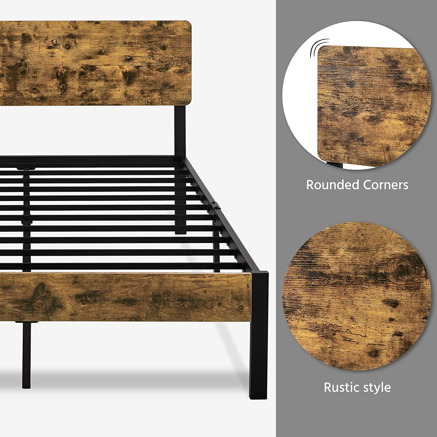 Private Jungle Full Size Metal Platform Bed Frame with Wooden Headboard and Footboard, No Box Spring Needed, Large Under Bed Storage,Dark Brown Private Jungle Full Size Metal Platform Bed Frame with Wooden Headboard and Footboard, No Box Spring Needed, Large Under Bed Storage,Dark Brown