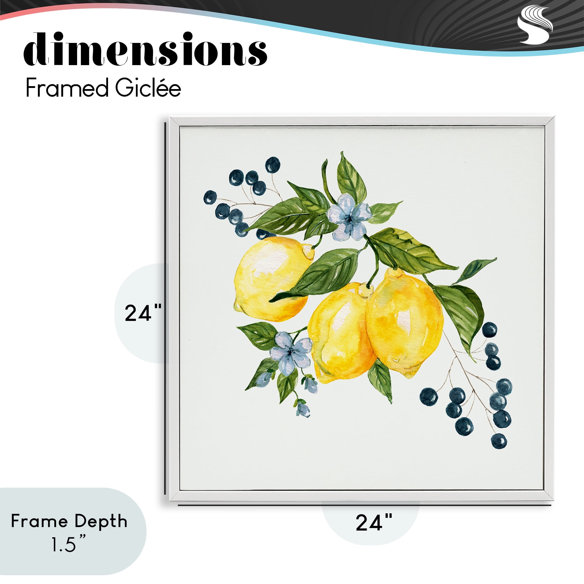Stupell Industries Lemons with Blossoms & Berries White Framed Giclee Art, design by Livi Finn