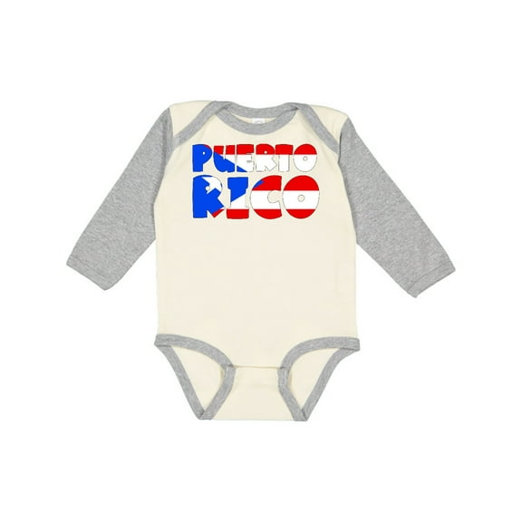 Inktastic Puerto Rico Flag in Text Boys or Girls Long Sleeve Baby Bodysuit
