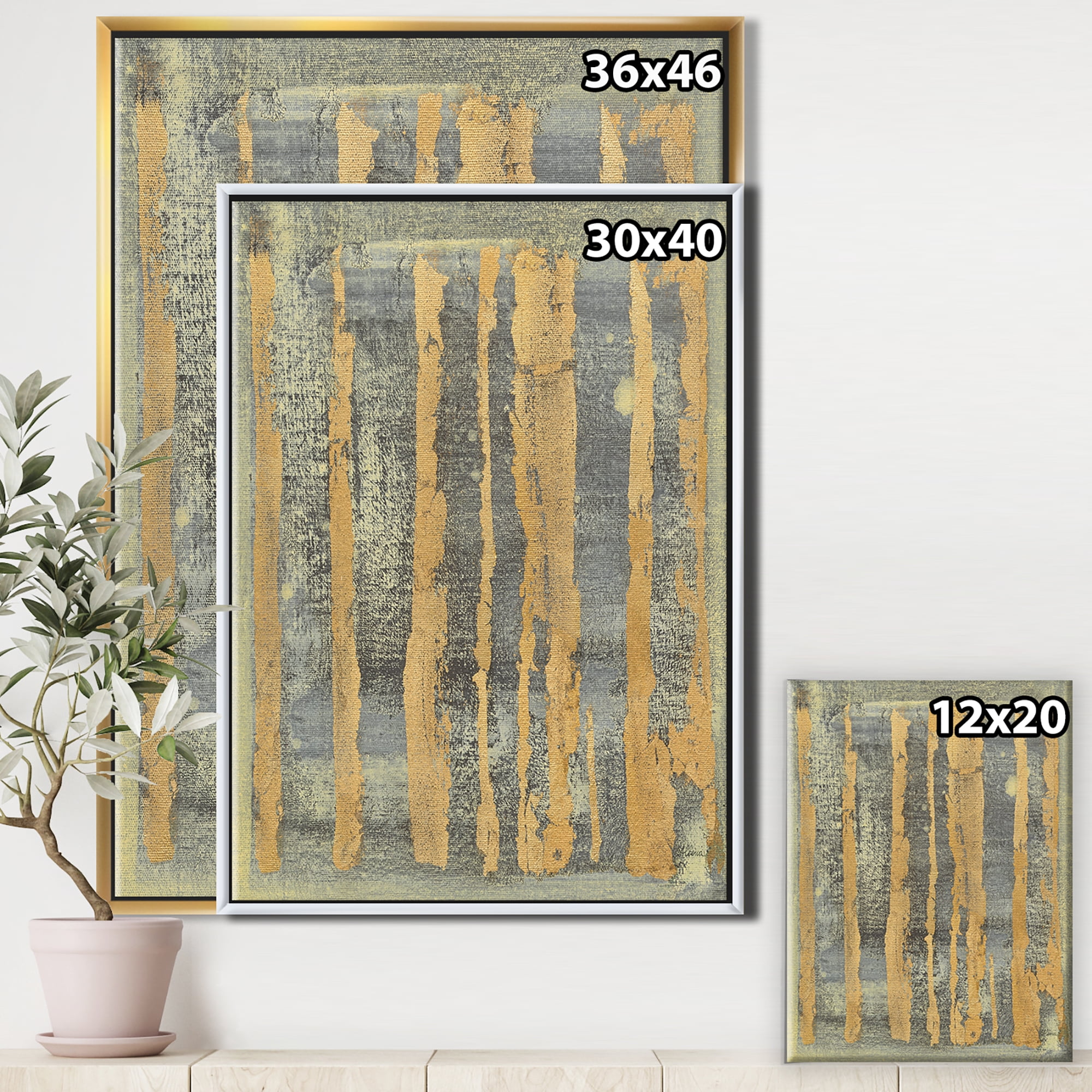 Designart ' Glam Metallic Form IV ' Modern & Transitional Framed Canvas