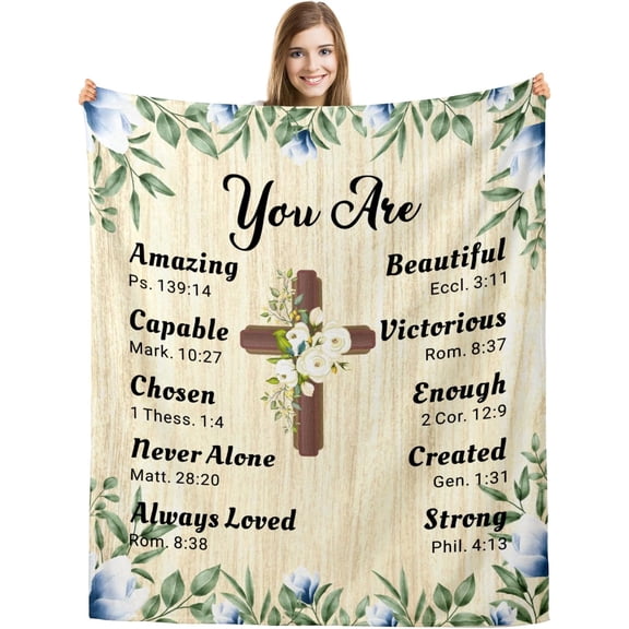 Christian Blanket, Religious Gifts for Women, Bible Verse Blanket, Christian Gifts for Women,Religious Gifts for Women Christian, Birthday Gift for Christian Women, Soft Throw Blankets 50x60