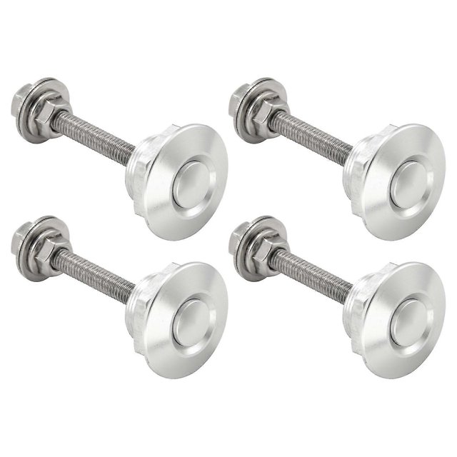 4X Quick Release Push Hood Latch Button Car Pin Bonnet Lock Bumper Clip Latches Silver