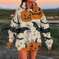 thumbnail image 2 of JOANKDMI Vintage Graphic Sweatshirt Women Halloween Hoodie Oversized Novelty Print Pullover Long Sleeve Drawstring with Kangaroo Pocket Fall Wear Casual Daily Tops, 2 of 6