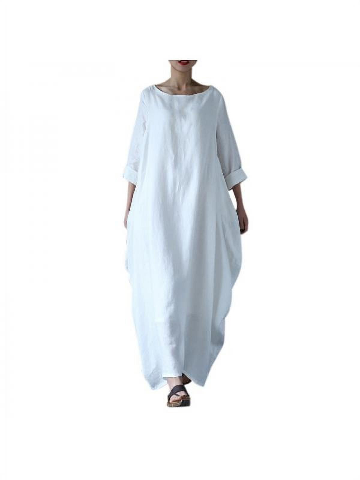 Lavaport Plus Size Women Causal Soild Kaftan Maxi Dress Long Shirt ...