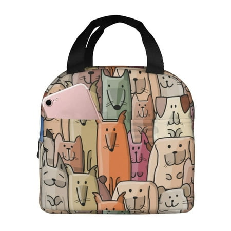 Insulated Lunch Bag for Women Men - Funny Dogs Family Leakproof Cooler Lunch Box for Women Men  Lunch Tote Bags for Work School Picnic Travel