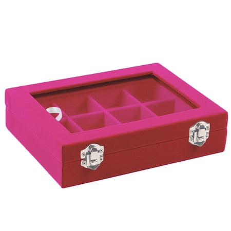 12 Slot Earrings Ring Jewelry Display Tray Organizer Velvet Storage Case Box