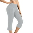 thumbnail image 2 of LEBONYARD Womens Pants Plus Size Clearance,Women Capris Solid Elastic Waist Pocket Cropped Pants Casual Stretchy Stylish Pants Yoga Sports Casual Flared Pants Gray XL, 2 of 8