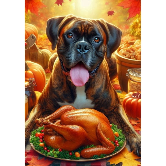 Boxer Brindle - Best of Breed DCR Thanksgiving House Flag 28" x 40"