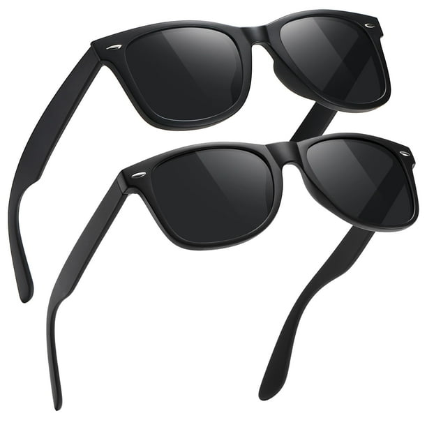 Gafas de sol MEETSUN Polarized Classic Retro, 2 unidades, C3, color negro mate