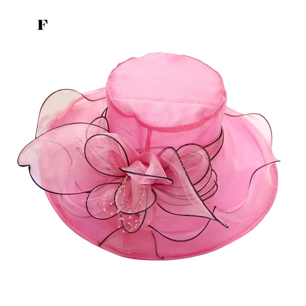 Flor Red Hilo Sombrero para el sol Playa Protector solar Sombrero para el sol Mujer Organza Sombrero de copa Wmkox8yii jkg5757