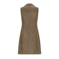 thumbnail image 6 of EOYWHK Suede Jackets for Women Sleeveless Vest Long Trench Coat Vintage Notched Lapel Suit Vests with Pockets, 6 of 9