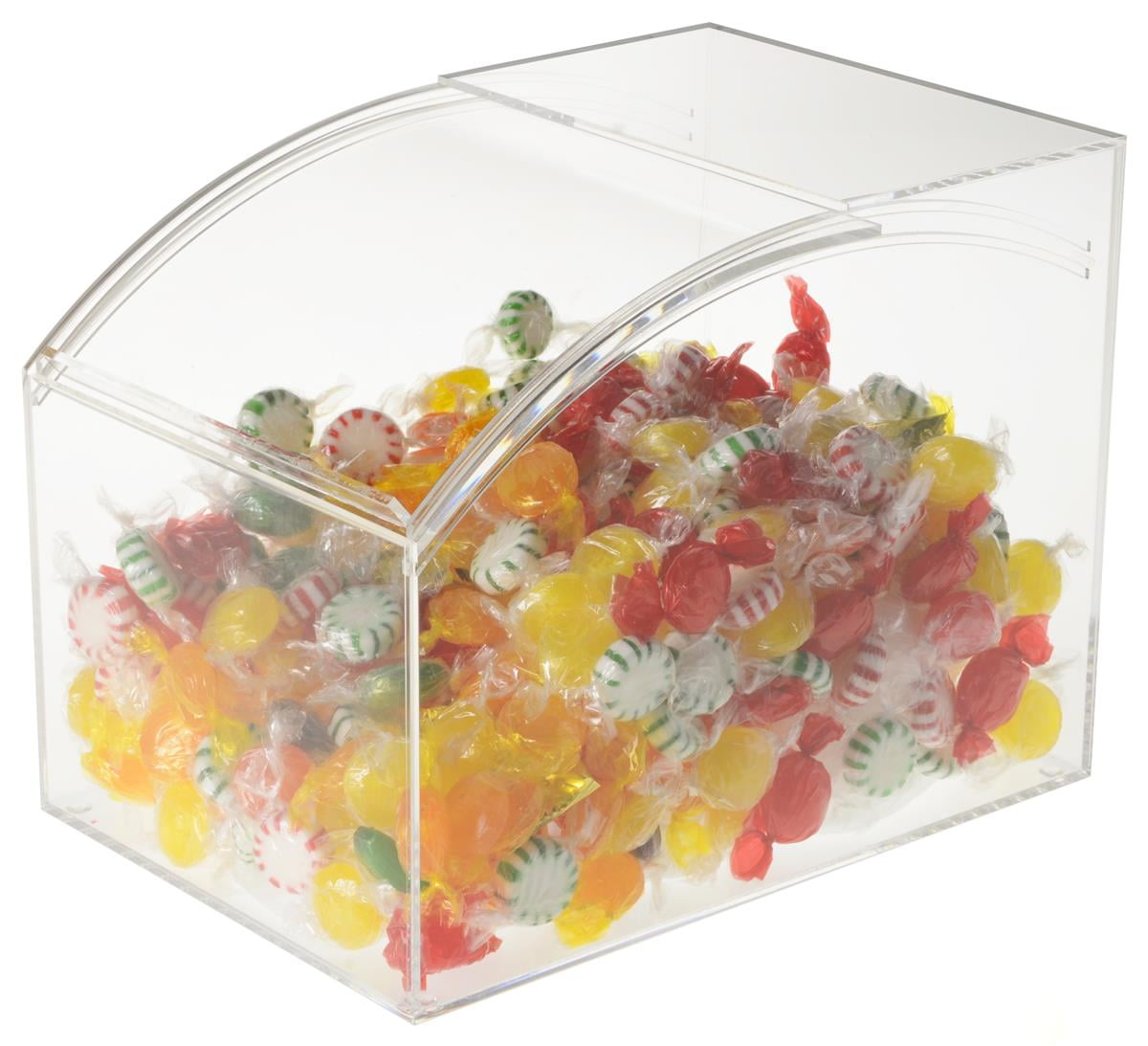 OnDisplay Acrylic 2 Compartment Retail Store Candy Dispenser - Flip Top  Storage Bin - Office/Home/Retail Store Display Organizer