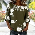 thumbnail image 4 of Neewe Womens Classic Tops 3/4 Sleeve Shirts Round Neck Loose Casual Blouses Floral Print Tshirts, 4 of 6