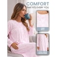 thumbnail image 4 of Casual Nights - Flannel Floral Long Sleeve Nightgowns for Women, Soft Lightweight Cotton & Lace Trim, Comfortable Lounging, Pink Floral X-Large, 4 of 7