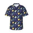 thumbnail image 4 of Wukai Astronaut Corgi Men's Hawaiian Shirt Short Sleeve Casual Button Down Summer Beach Aloha Shirt Tropical Print Holiday Party, 4 of 8