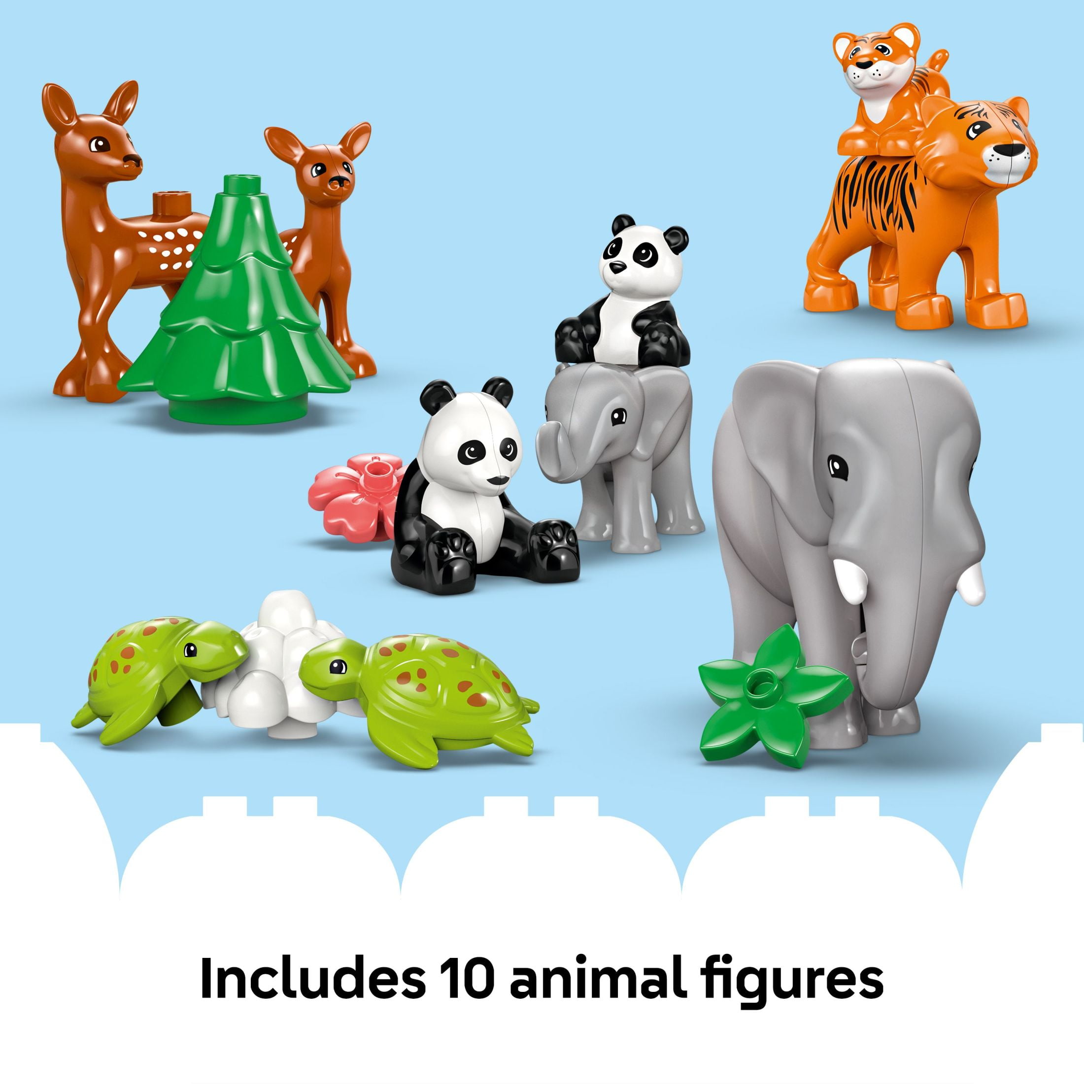 LEGO DUPLO Town 3 in 1 Wild Animal Families Building Toy Playset - Preschool Learning and Educational Animal Toy for Toddlers, Boys and Girls, Ages 2+ - with 10 Animal Figures - Baby Gift - 10446