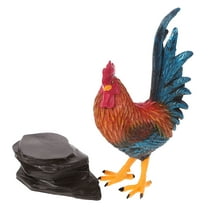 MLINS Lifelike Rooster Statue for Garden Decor Made of Plastic Multi Color 6 5 Inches