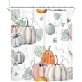 thumbnail image 6 of Pumpkin Thanksgiving Fall Shower Curtain Bathroom Decor 72Wx72L Inch Harvest Autumn Watercolor Halloween Green Leaves&nbsp;12 Pack Shower Hooks Polyester Fabric Bathtub, 6 of 6