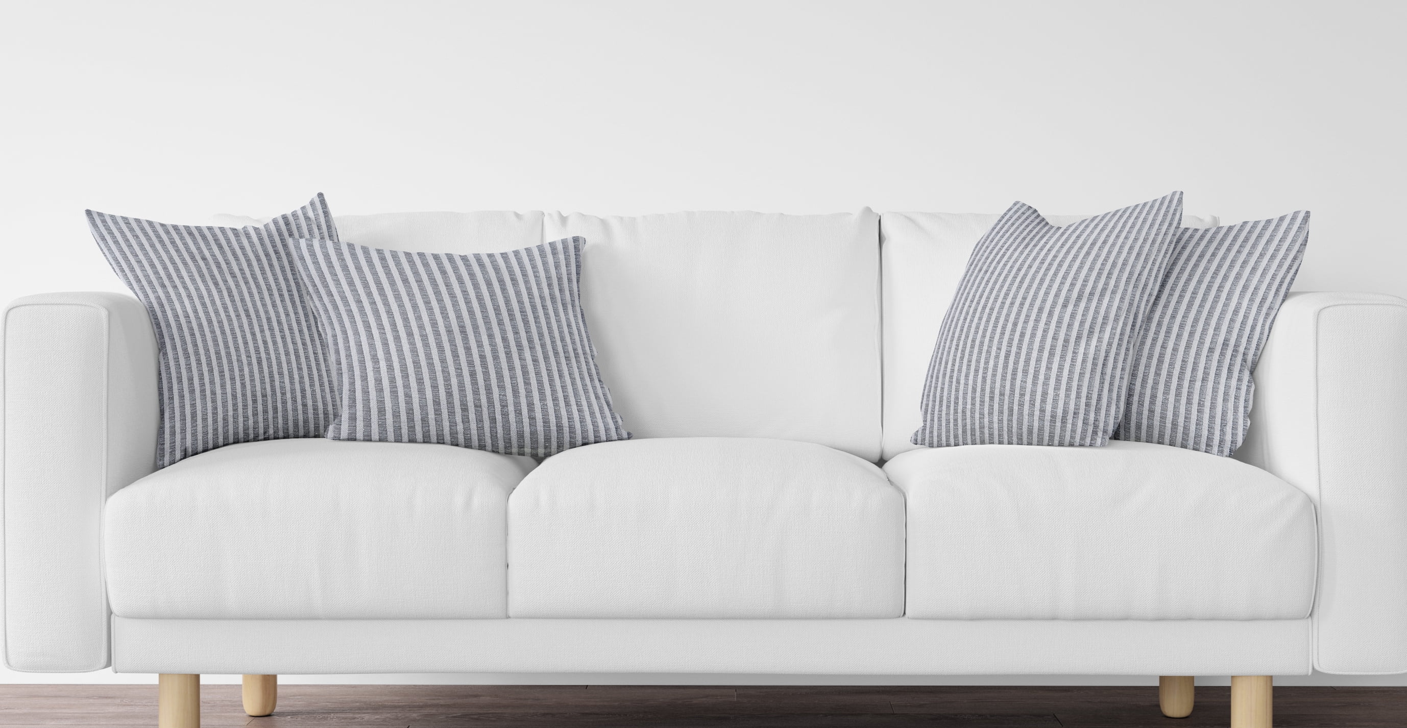Ox Bay Hampton Set of 4 Gray/White Striped 22" x 22" Cotton Adult Decorative Throw Pillows