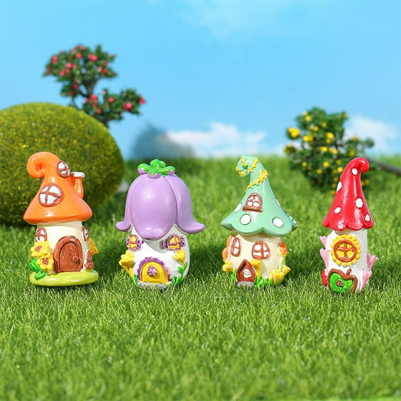 3D Small Cute Mini House Desktop Ornament - Resin Craft Gifts - Fairy Garden Mushroom Cottage - Miniature Garden Accessories