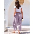 thumbnail image 3 of Women Casual Loose Drawstring Summer Beach Travel Vacation Palazzo Harem Pants with Pockets Lavender Purple XL, 3 of 4
