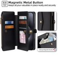 thumbnail image 6 of Dteck Wallet Bag Case for iPhone 15 Plus,Magnetic Leather Zipper Pocket Built-in Card Slots Case Shockproof Full Body Protective Kicktand Cover with Wrist/Shoulder Strap,Black, 6 of 7